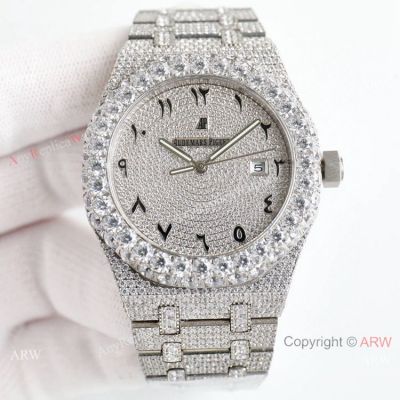 Swiss Quality Lab Diamond Audemars Piguet Royal Oak Watch Hindu Arabic Markers